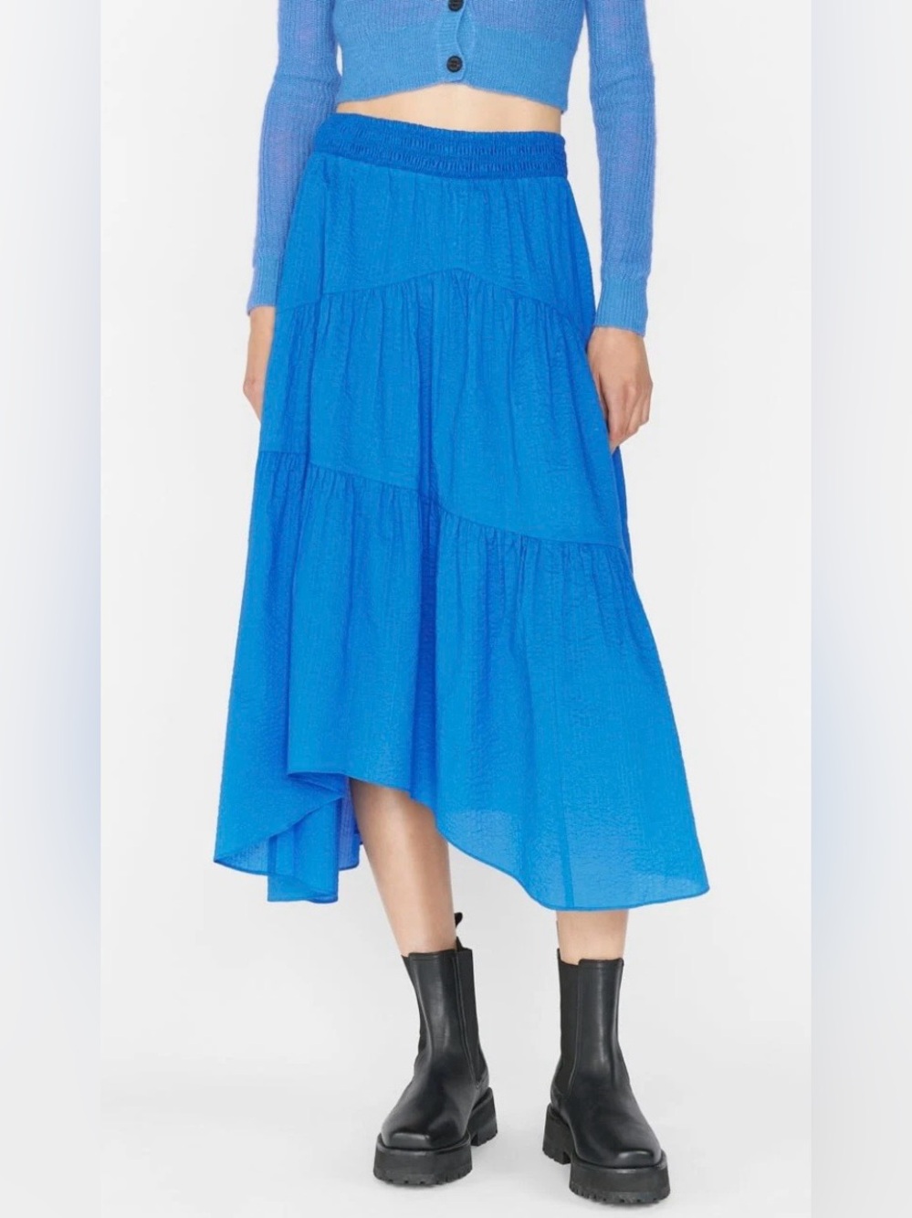 FRAME DENIM 100% COTTON GATHERED SEAM SKIRT, SIZE S.